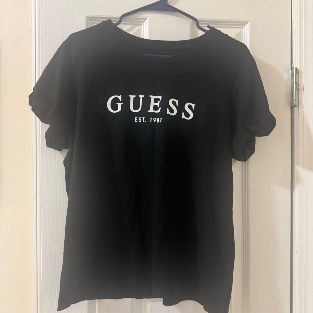 GUESS Women’s Black Logo Graphic T-Shirt Short Sleeve Tee Size XL